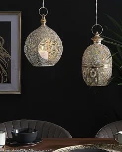 Clearance Beliani Lanterna AMORGOS Metallo 34 cm Oro Bianco Oro