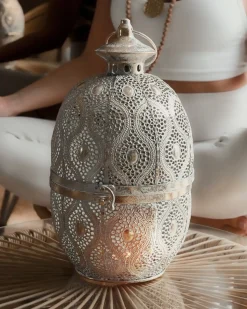 Clearance Beliani Lanterna AMORGOS Metallo 34 cm Oro Bianco Oro