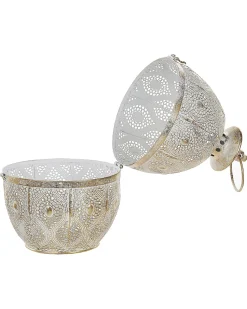Clearance Beliani Lanterna AMORGOS Metallo 34 cm Oro Bianco Oro