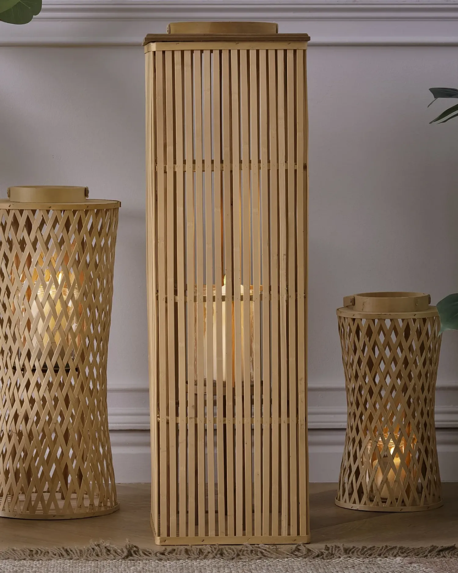 Hot Beliani Lanterna BALABAC Bambù 88 cm Marrone chiaro Naturale
