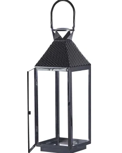Outlet Beliani Lanterna BALI Acciaio inox 54 cm Nero