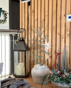 Outlet Beliani Lanterna BALI Acciaio inox 54 cm Nero
