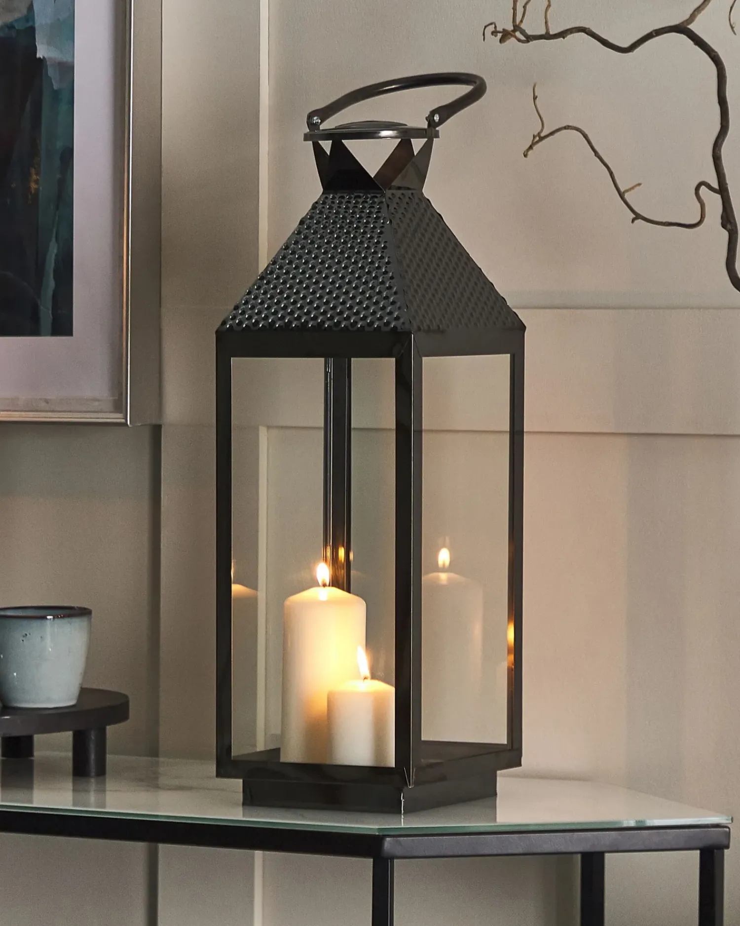 Outlet Beliani Lanterna BALI Acciaio inox 54 cm Nero