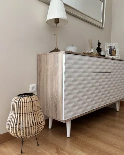 Outlet Beliani Lanterna BERKNER Legno di salice 44 cm Naturale Marrone Nero