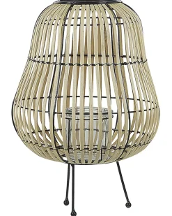 Outlet Beliani Lanterna BERKNER Legno di salice 44 cm Naturale Marrone Nero