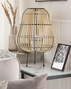 Outlet Beliani Lanterna BERKNER Legno di salice 44 cm Naturale Marrone Nero