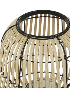 Outlet Beliani Lanterna BERKNER Legno di salice 44 cm Naturale Marrone Nero