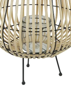Outlet Beliani Lanterna BERKNER Legno di salice 44 cm Naturale Marrone Nero