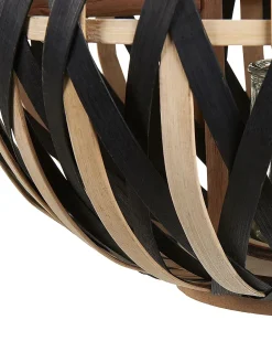 Outlet Beliani Lanterna BESAH Bambù 37 cm Nero Naturale Nero