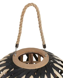 Outlet Beliani Lanterna BESAH Bambù 37 cm Nero Naturale Nero