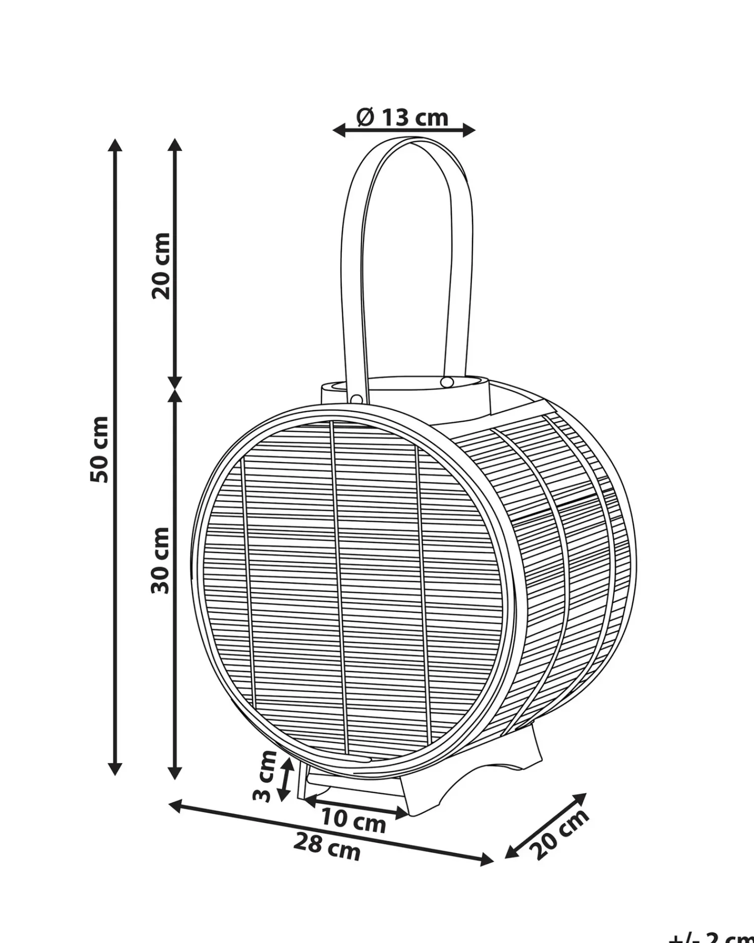 New Beliani Lanterna BISTAL Rattan 30 cm Naturale Marrone