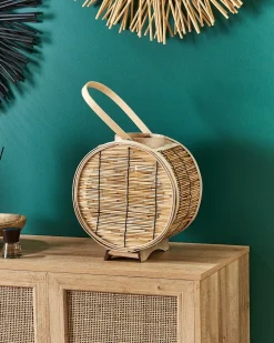 New Beliani Lanterna BISTAL Rattan 30 cm Naturale Marrone