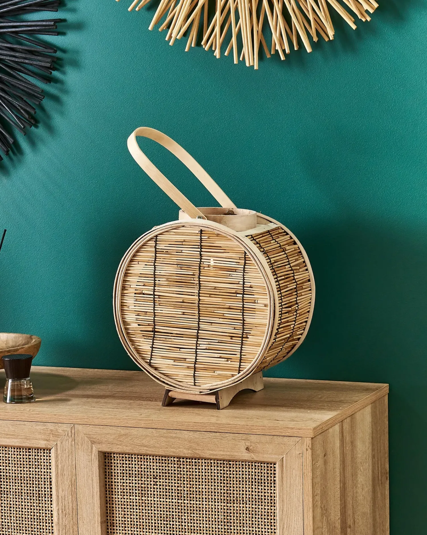 New Beliani Lanterna BISTAL Rattan 30 cm Naturale Marrone