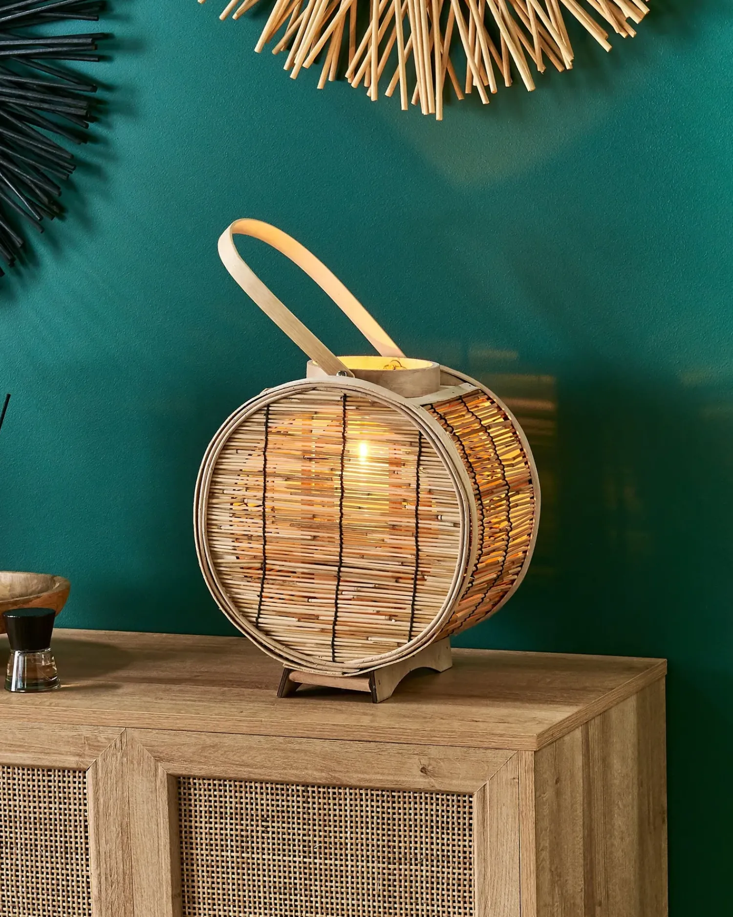 New Beliani Lanterna BISTAL Rattan 30 cm Naturale Marrone