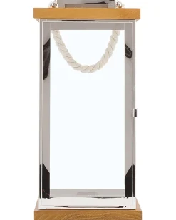 Sale Beliani Lanterna BORNEO Metallo 41 cm Argento Marrone Argento