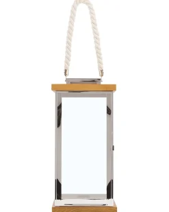 Sale Beliani Lanterna BORNEO Metallo 41 cm Argento Marrone Argento