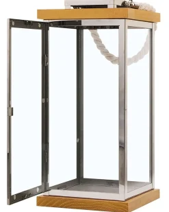 Sale Beliani Lanterna BORNEO Metallo 41 cm Argento Marrone Argento