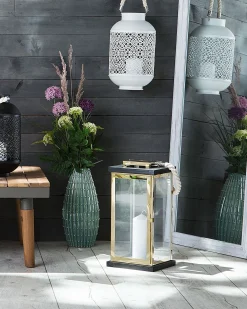 Beliani Lanterna BORNEO Metallo 41 cm Ottone Ottone Marrone