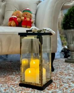 Beliani Lanterna BORNEO Metallo 41 cm Ottone Ottone Marrone