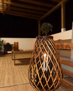 New Beliani Lanterna KIUSIU Legno di salice 60 cm Marrone
