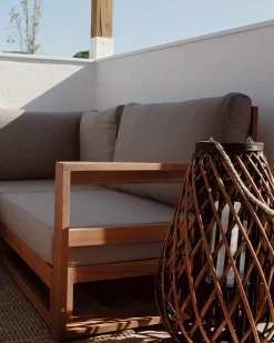 New Beliani Lanterna KIUSIU Legno di salice 60 cm Marrone