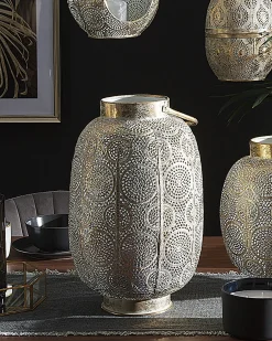 Beliani Lanterna LANTAU Metallo Oro Bianco Oro