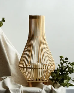 Clearance Beliani Lanterna LEYTE Legno di salice 58 cm chiaro Marrone