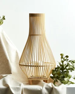 Clearance Beliani Lanterna LEYTE Legno di salice 58 cm chiaro Marrone