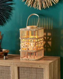 Hot Beliani Lanterna LUMBIS Bambù 54 cm Naturale Marrone