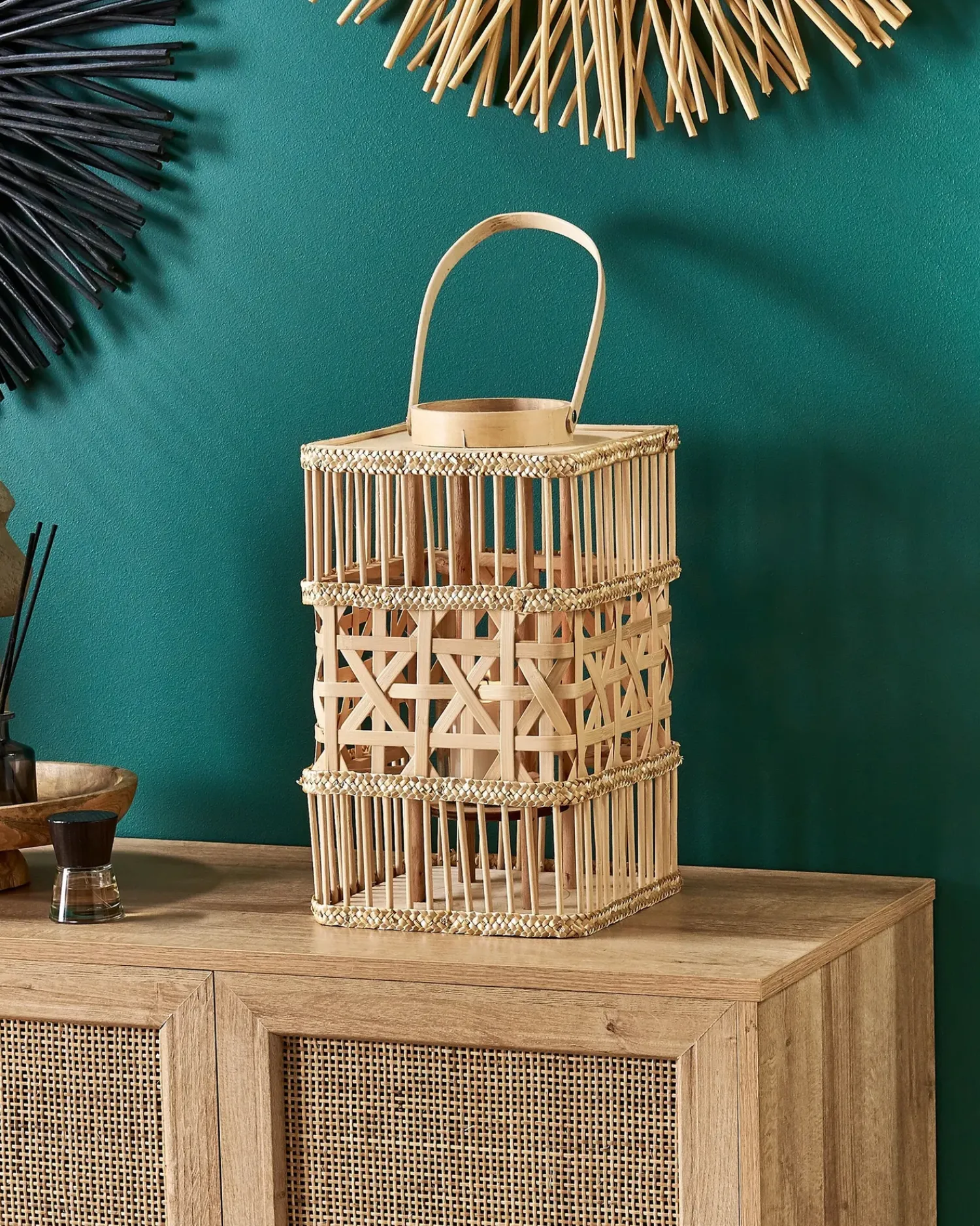Hot Beliani Lanterna LUMBIS Bambù 54 cm Naturale Marrone