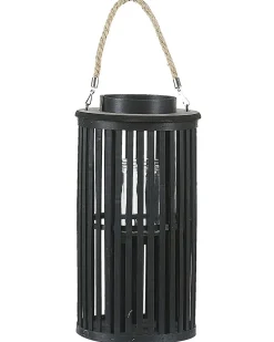 New Beliani Lanterna LUZON Legno di salice Nero Beige Nero