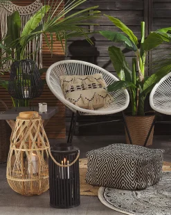 New Beliani Lanterna LUZON Legno di salice Nero Beige Nero