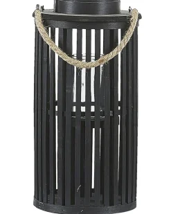 New Beliani Lanterna LUZON Legno di salice Nero Beige Nero