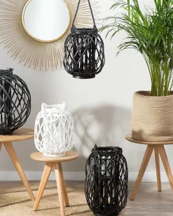 Discount Beliani Lanterna MAURITIUS Legno di salice Nero