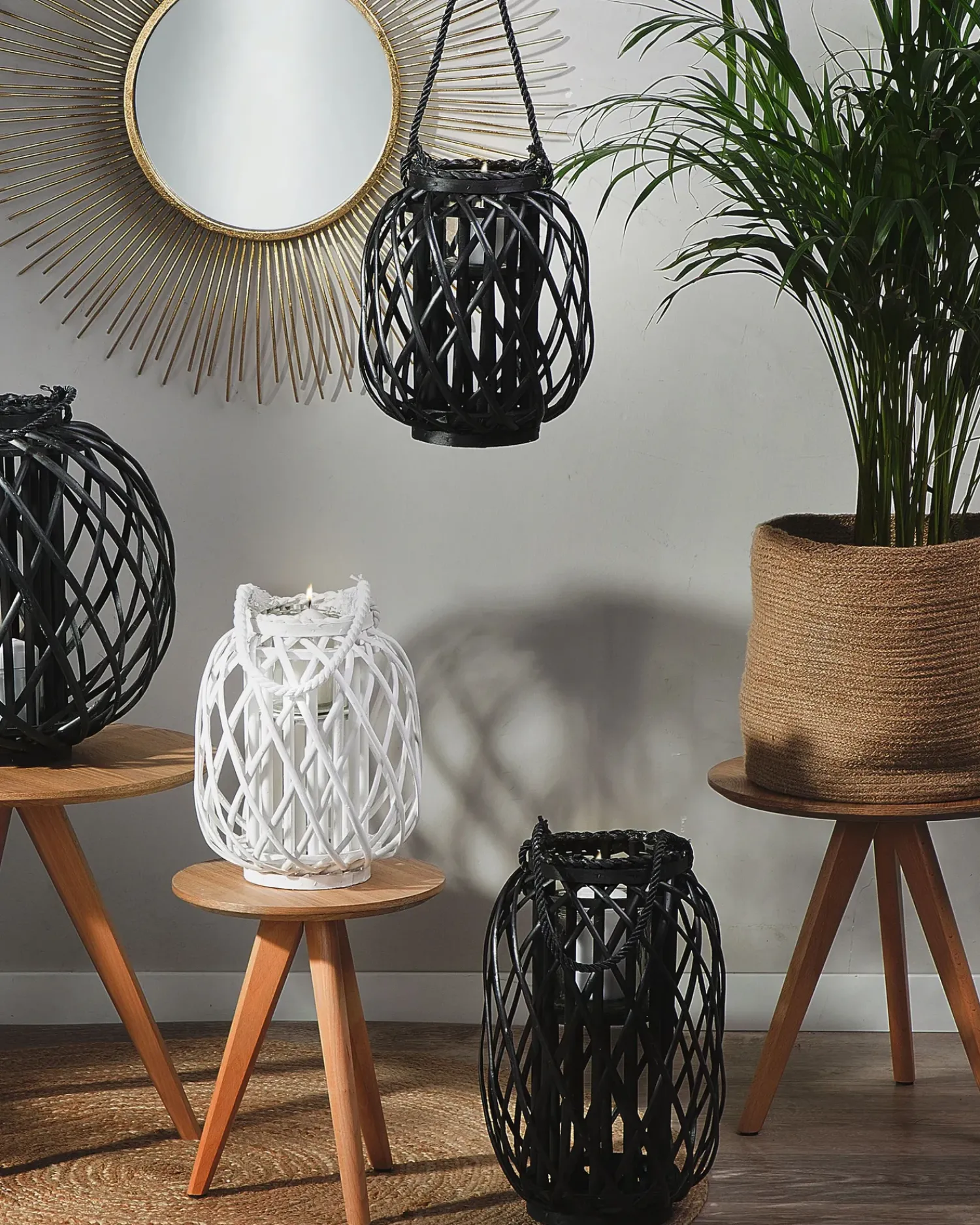 Discount Beliani Lanterna MAURITIUS Legno di salice Nero