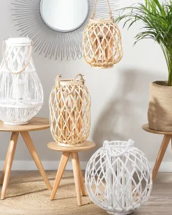 Clearance Beliani Lanterna MAURITIUS Legno di salice Naturale Marrone