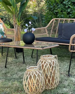 Clearance Beliani Lanterna MAURITIUS Legno di salice Naturale Marrone