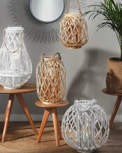 Clearance Beliani Lanterna MAURITIUS Legno di salice Naturale Marrone