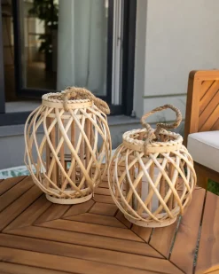 Clearance Beliani Lanterna MAURITIUS Legno di salice Naturale Marrone