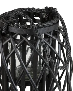 Beliani Lanterna MAURITIUS Legno di salice Nero