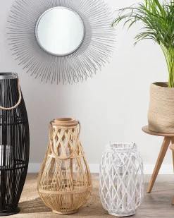 Online Beliani Lanterna MAURITIUS Legno di salice 40 cm Bianco