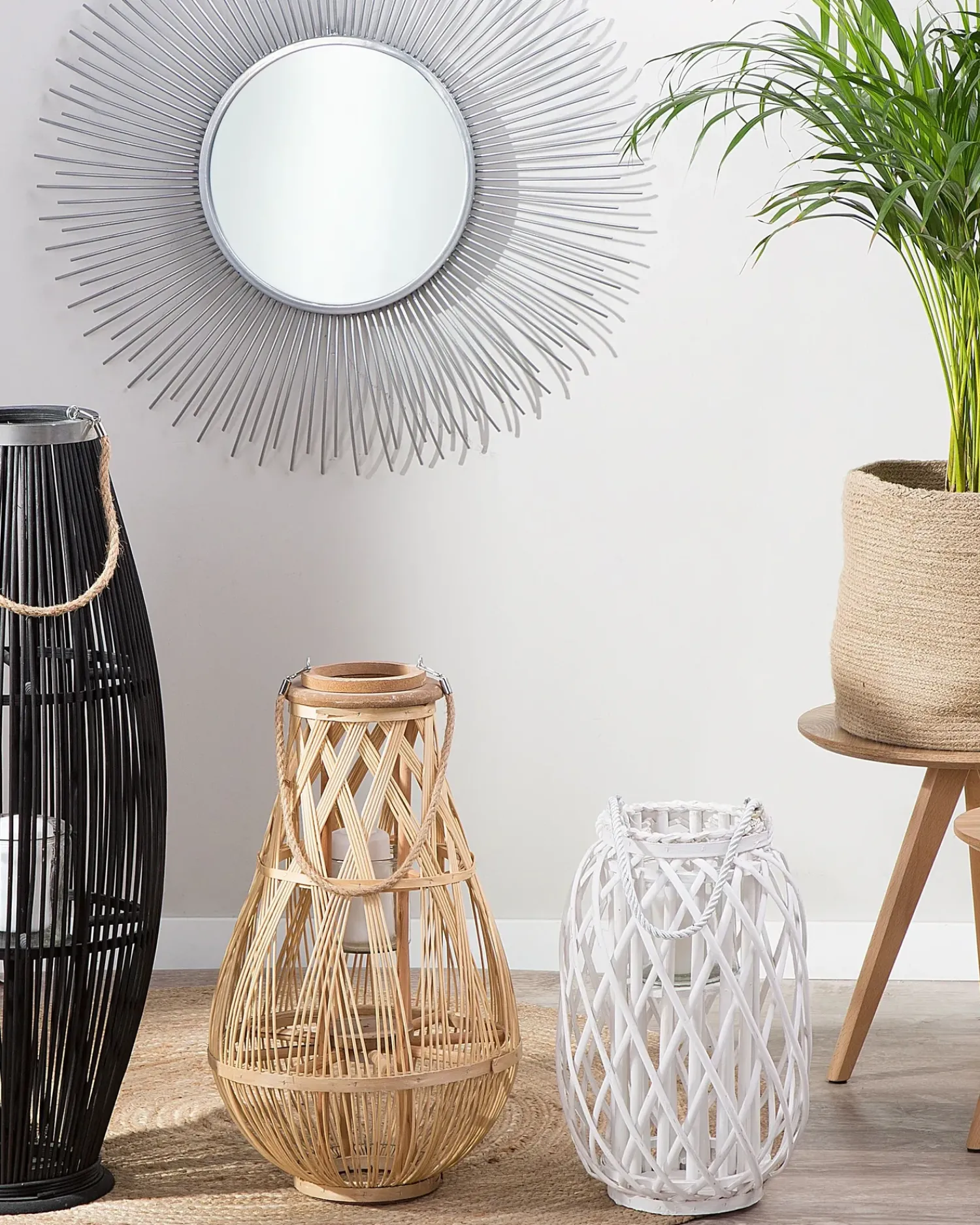Online Beliani Lanterna MAURITIUS Legno di salice 40 cm Bianco