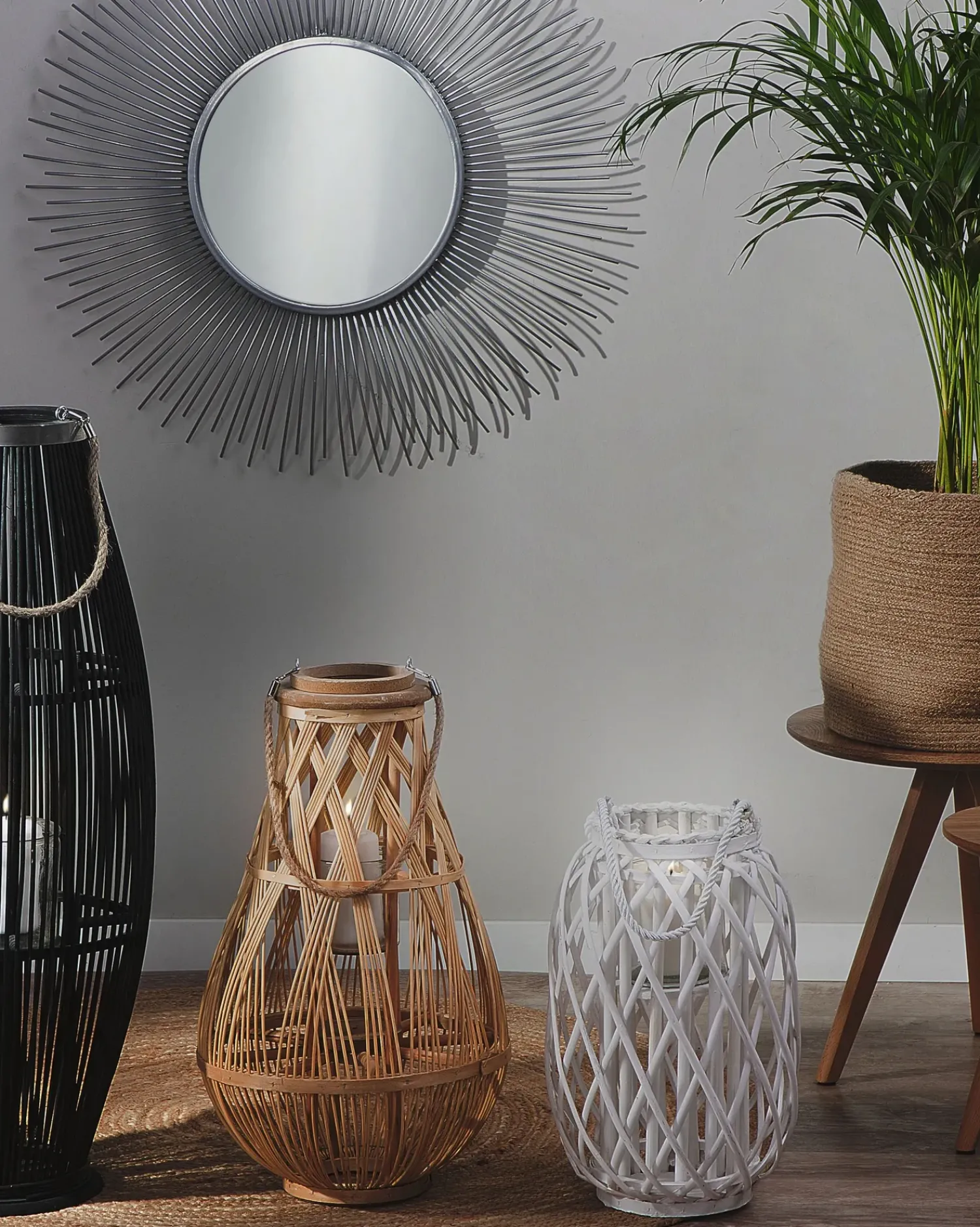 Online Beliani Lanterna MAURITIUS Legno di salice 40 cm Bianco