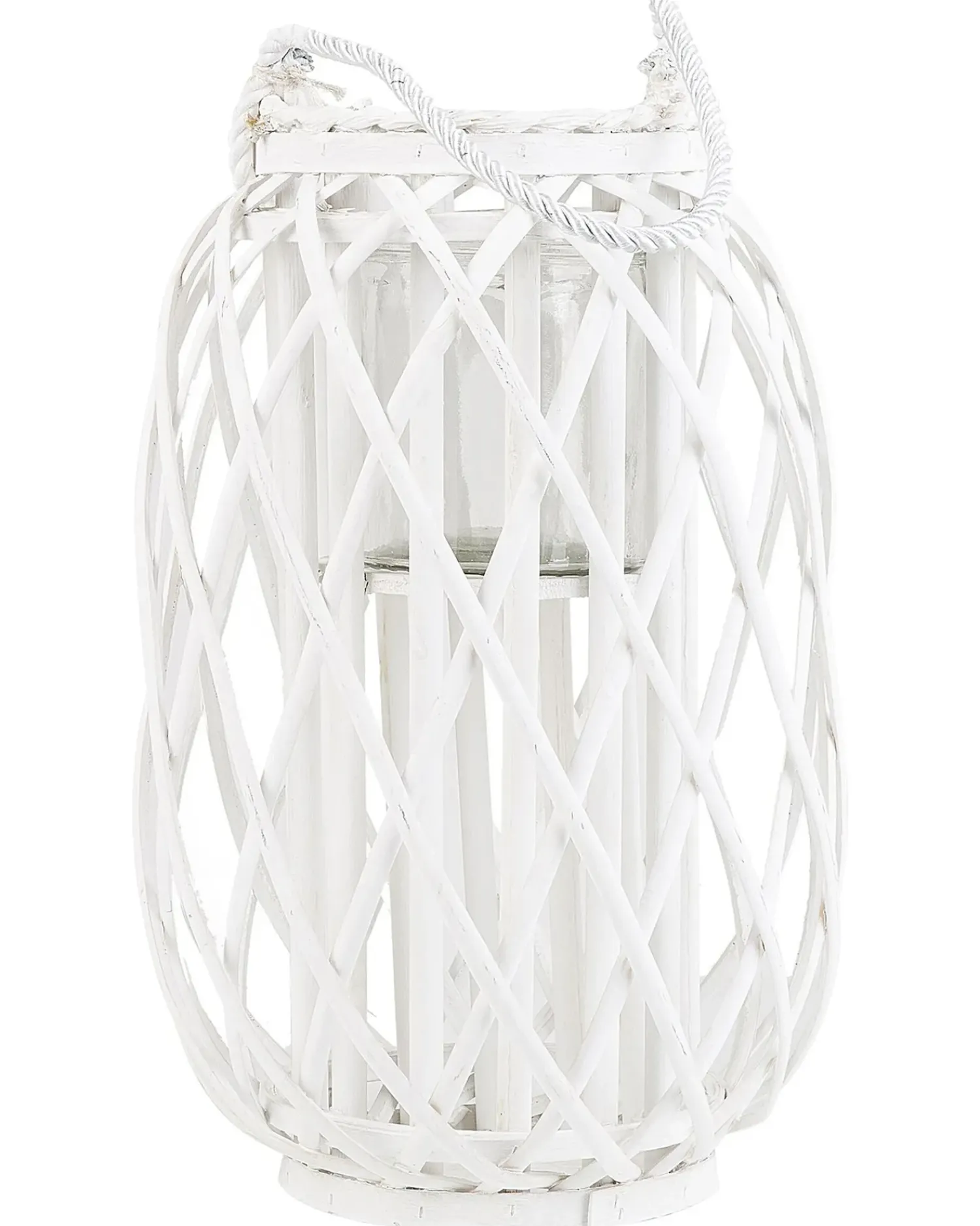 Online Beliani Lanterna MAURITIUS Legno di salice 40 cm Bianco