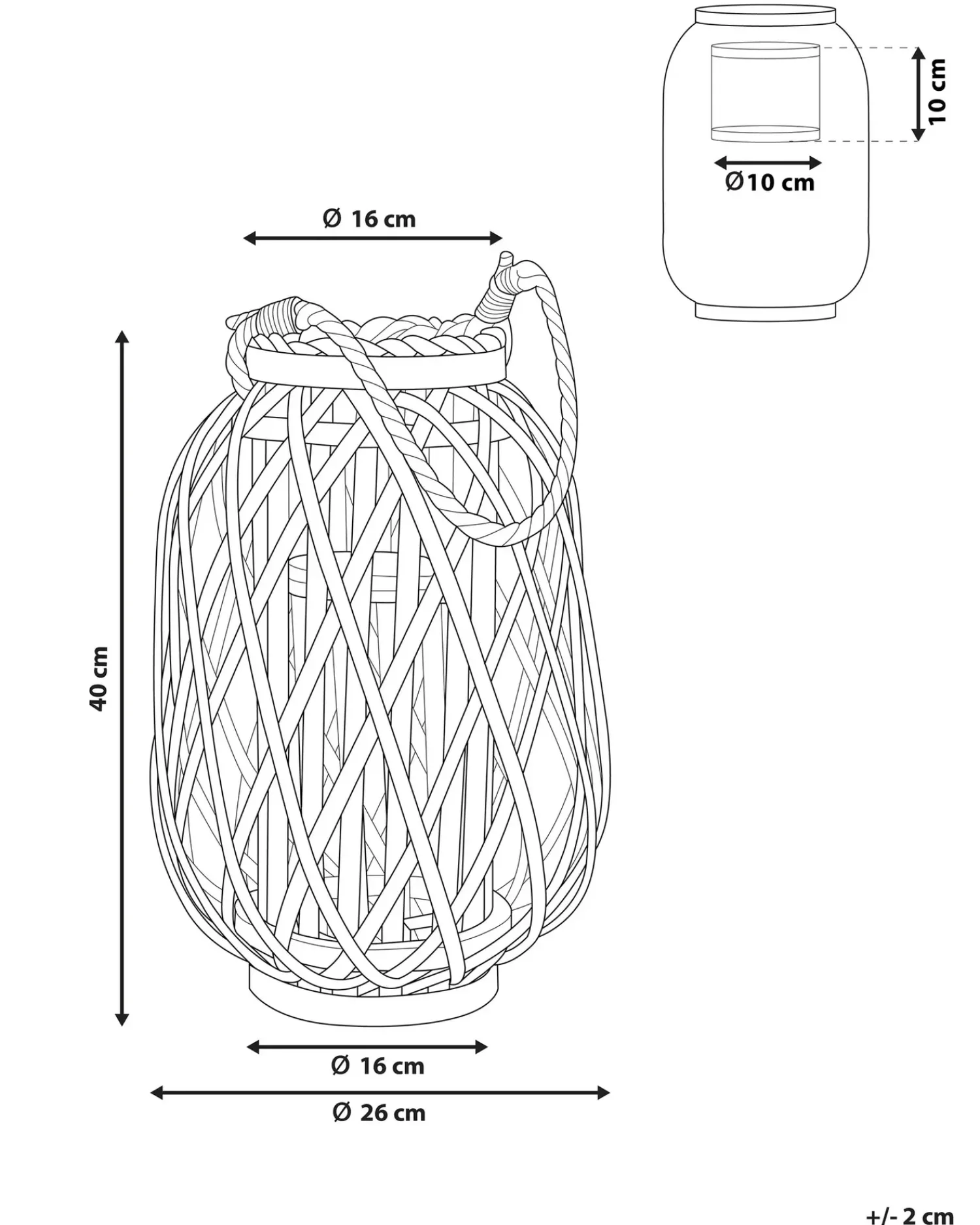 Online Beliani Lanterna MAURITIUS Legno di salice 40 cm Bianco