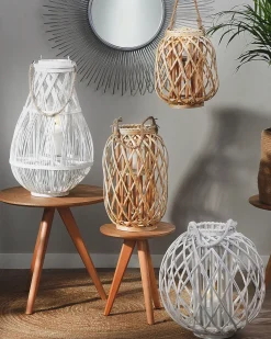 Outlet Beliani Lanterna MAURITIUS Legno di salice Naturale Marrone