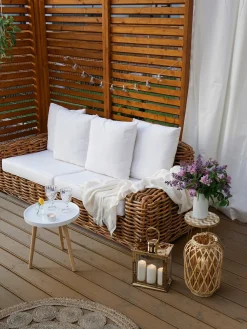 Outlet Beliani Lanterna MAURITIUS Legno di salice Naturale Marrone