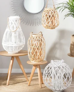 Outlet Beliani Lanterna MAURITIUS Legno di salice Naturale Marrone