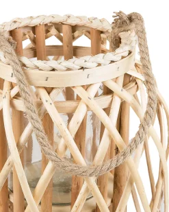 Outlet Beliani Lanterna MAURITIUS Legno di salice Naturale Marrone