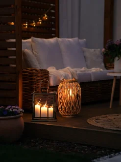 Outlet Beliani Lanterna MAURITIUS Legno di salice Naturale Marrone